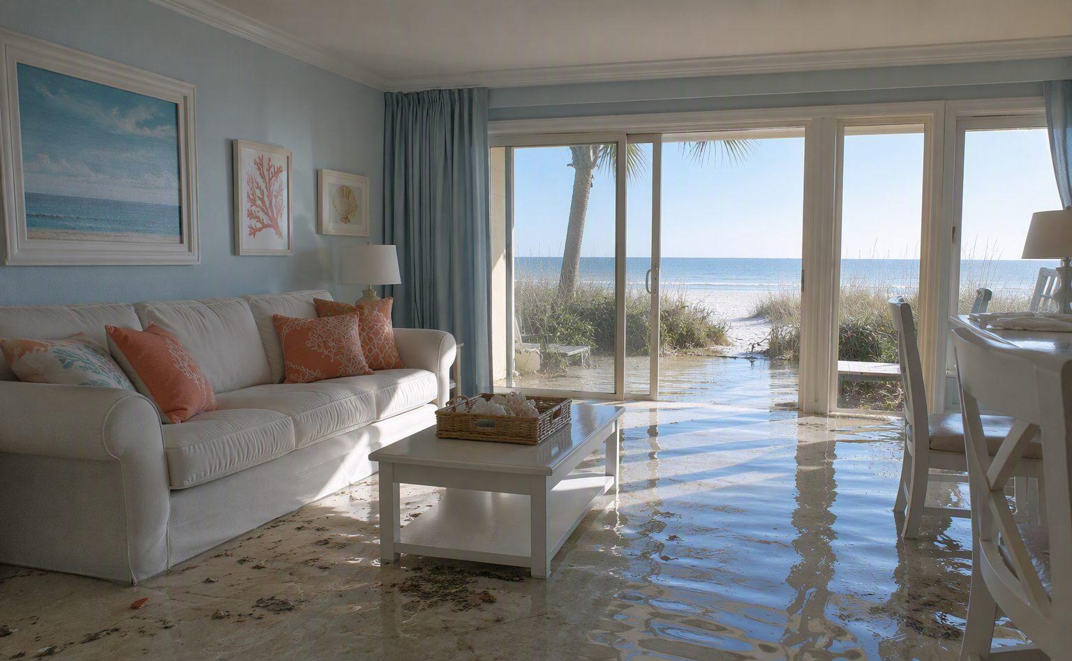 Storm water inside a flooded Daytona Beach area home